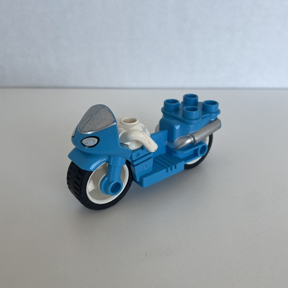 Lego DUPLO Motorcycle Blue White Vehicle Part 211J9 Building Toy Piece